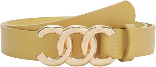 51-GSFfrr6L._AC_SL1500 Jngrtsyjvip FashionWomen Belt for Jeans Dress Cinch Waist Belt for Ladies Faux Leather Belt with Gold Buckle