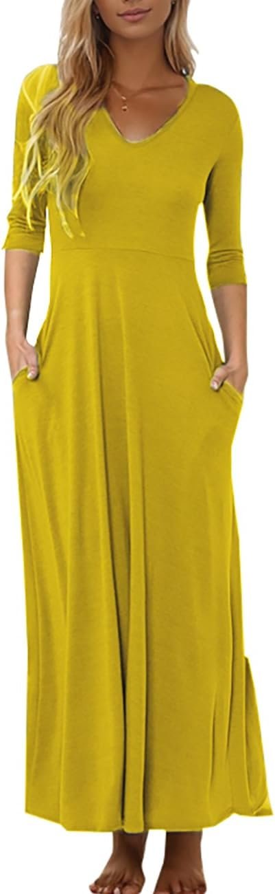 Jngrtsyjvip Fashion Dress for Women Casual Loose Beach Dresses with Pockets for 2024