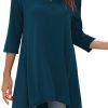 Jngrtsyjvip Fashion   Women's 3/4 Sleeve Notch V Neck High Low Loose Fit Long Tunic Tops Shirts Blouses M-3XL