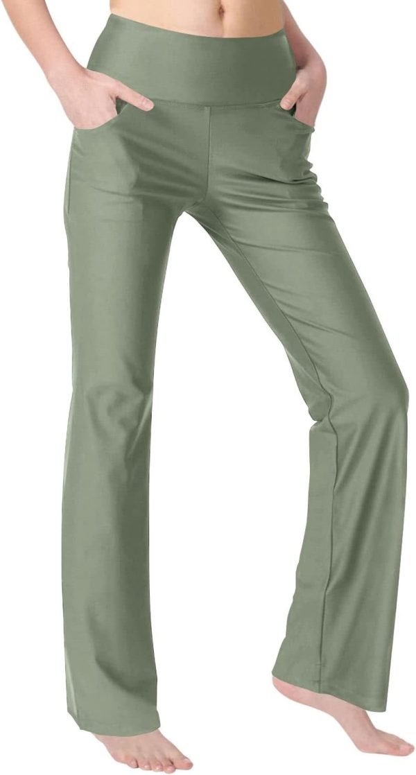 5143Vy_uD6L._AC_SL1500 Jngrtsyjvip Fashion Bootcut Yoga Pants for Women with Pockets High Waisted Workout Running Pants Tummy Control Long Bootleg Work Pants