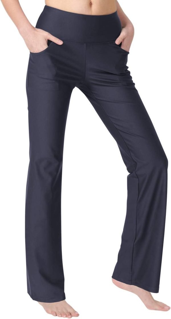 5154Z400pTL._AC_SL1500 Jngrtsyjvip Fashion Bootcut Yoga Pants for Women with Pockets High Waisted Workout Running Pants Tummy Control Long Bootleg Work Pants