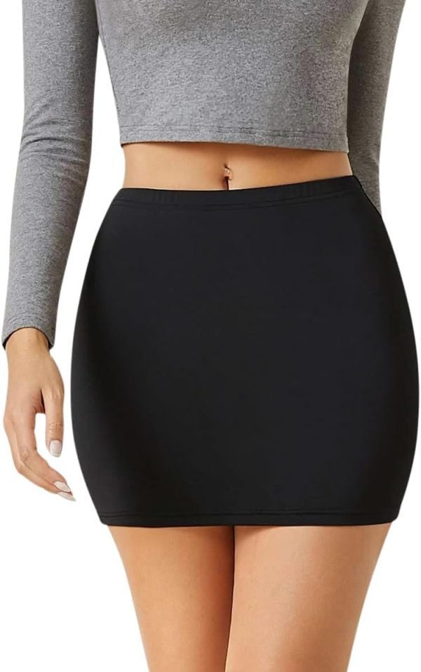 Jngrtsyjvip Fashion Womens Elastic Waist Mini Pencil Skirt - Cotton High Waist Above Knee Basic Bodycon Short Skirt Made in USA