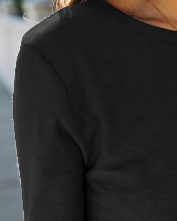 Jngrtsyjvip Fashion   Womens Long Sleeve Tops Casual Basics Fall Shirts Solid Crewneck T-Shirt