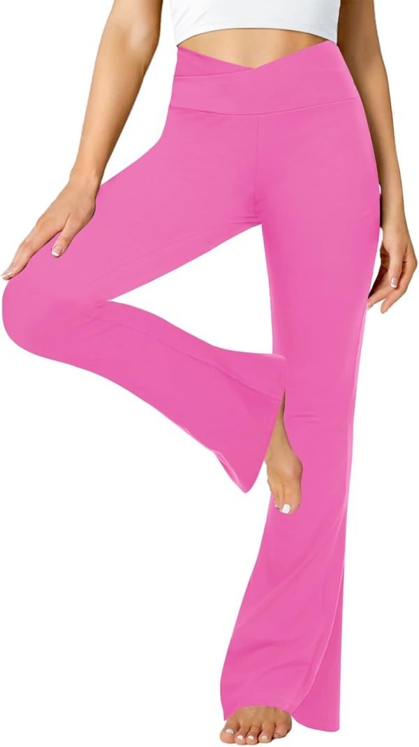 Jngrtsyjvip Fashion  Black Flare Pants for Women, Crossover Soft Bootcut Leggings