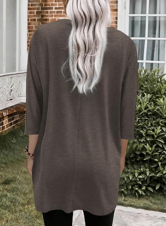 Jngrtsyjvip Fashion   Womens 3/4 Sleeve Tunics or Tops to Wear with Leggings Long Shirts Tops with Pockets