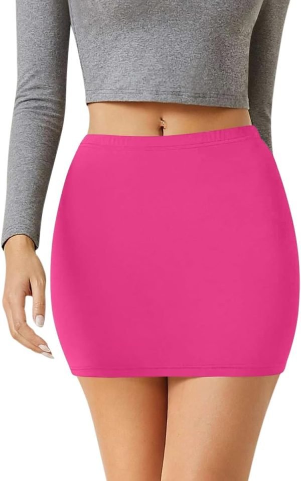 Jngrtsyjvip Fashion Womens Elastic Waist Mini Pencil Skirt - Cotton High Waist Above Knee Basic Bodycon Short Skirt Made in USA