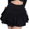 Jngrtsyjvip Fashion  Black Pleated Mini Skirt with Chain High Waisted Tennis Skirt