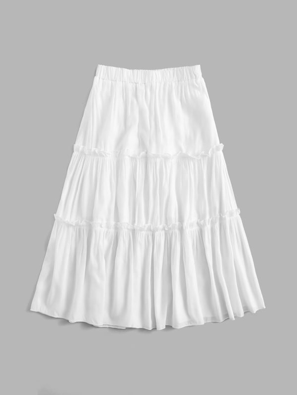 51c1N_fWJOL._AC_SL1500 Jngrtsyjvip Fashion Women's High Waist Frill Trim A Line Swing Flowy Summer Midi Skirts