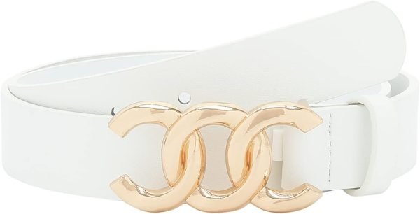 51fTMmDksML._AC_SL1500 Jngrtsyjvip FashionWomen Belt for Jeans Dress Cinch Waist Belt for Ladies Faux Leather Belt with Gold Buckle