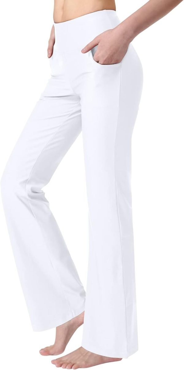 51mJ-TwplhL._AC_SL1500 Jngrtsyjvip Fashion Bootcut Yoga Pants for Women with Pockets High Waisted Workout Running Pants Tummy Control Long Bootleg Work Pants