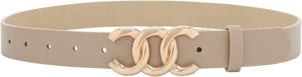 51nMrX5WwUL._AC_SL1500 Jngrtsyjvip FashionWomen Belt for Jeans Dress Cinch Waist Belt for Ladies Faux Leather Belt with Gold Buckle