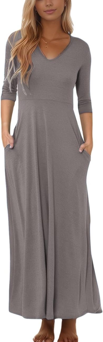 Jngrtsyjvip Fashion Dress for Women Casual Loose Beach Dresses with Pockets for 2024