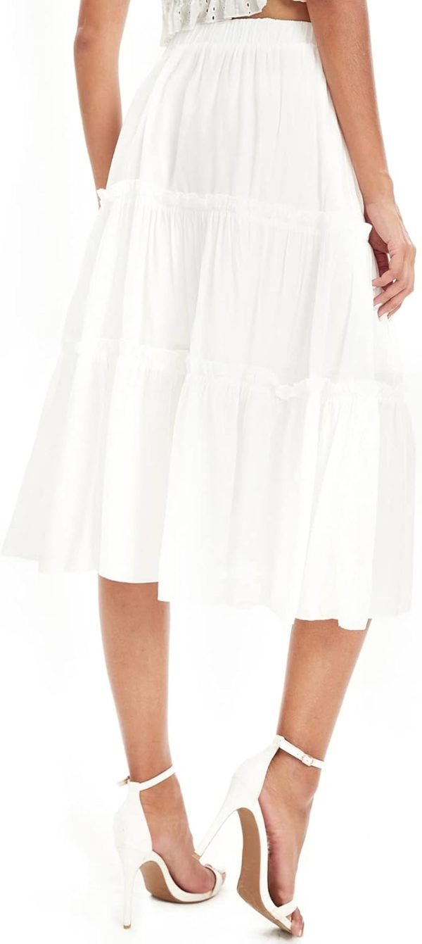 51sJlYItq3L._AC_SL1500 Jngrtsyjvip Fashion Women's High Waist Frill Trim A Line Swing Flowy Summer Midi Skirts