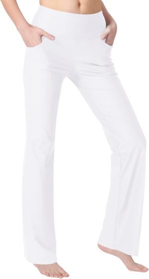 51vIH69lz_L._AC_SL1500 Jngrtsyjvip Fashion Bootcut Yoga Pants for Women with Pockets High Waisted Workout Running Pants Tummy Control Long Bootleg Work Pants