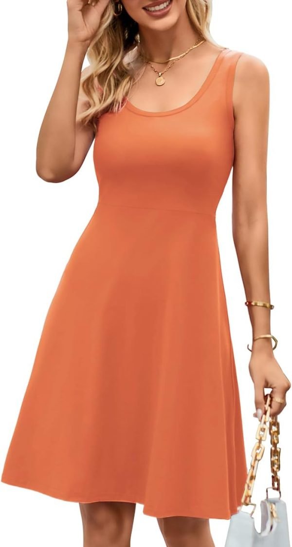 Jngrtsyjvip Fashion  Women Summer Slim Sleeveless Scoop Neck A-Line Flare Sun Dresses