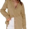 Jngrtsyjvip Fashion   Womens Button Down Shirts Dress Shirts Long Sleeve Blouses V Neck Solid Casual Tunics Tops with Pockets