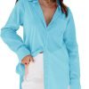 Jngrtsyjvip Fashion   Womens Button Down Shirts Dress Shirts Long Sleeve Blouses V Neck Solid Casual Tunics Tops with Pockets