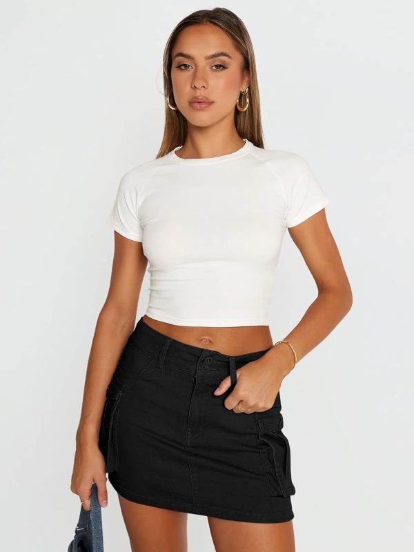 Jngrtsyjvip Fashion  Women Cargo Mini Skirt Denim Jean Dress with Pocket