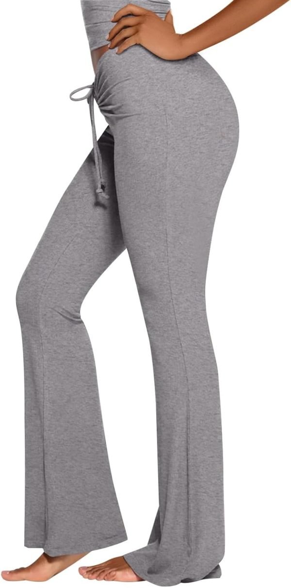 Jngrtsyjvip Fashion  Womens Trendy Ruched Waist Ribbed Comfy Flowy Flare Lounge Pants