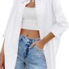 Jngrtsyjvip Fashion   Womens Oversized Button Down Shirts Casual Loose Long Sleeve Solid Lapel Long Blouses Tops with Pockets
