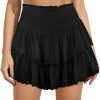 Jngrtsyjvip FashionWomen's Cute High Waist Ruffle Mini Skirt Layered Ruffle Hem Flared Flowy Casual Swing Beach Mini Short Skirt