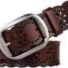 Jngrtsyjvip Fashion  Women’s Hollow Flower Leather Belt for Jeans Pants Wide Belt for Ladies