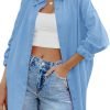 Jngrtsyjvip Fashion   Womens Oversized Button Down Shirts Casual Loose Long Sleeve Solid Lapel Long Blouses Tops with Pockets