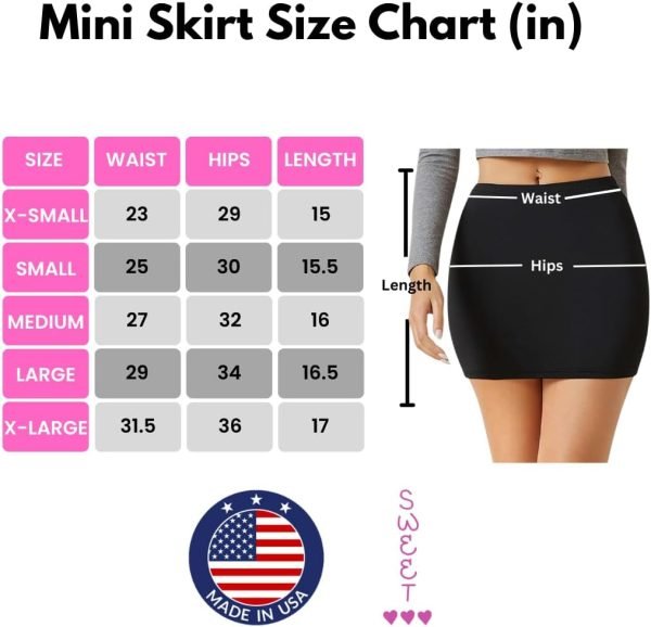 Jngrtsyjvip Fashion Womens Elastic Waist Mini Pencil Skirt - Cotton High Waist Above Knee Basic Bodycon Short Skirt Made in USA