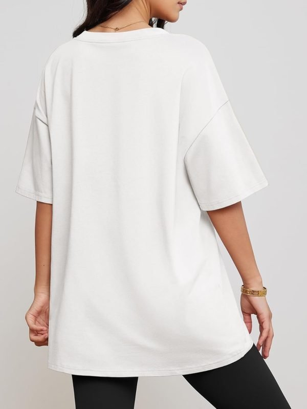 Jngrtsyjvip Fashion   Womens Oversized T Shirts V Neck Tees Half Sleeve Cozy Comfy Tunic 2024 Y2K Tops Casual