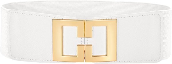 Jngrtsyjvip FashionWide Waist Belts for Women Dresses Vintage Elastic Belts Fashion Stretchy Belt with Gold Buckle