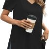 Jngrtsyjvip Fashion   Summer Tops for Women Short Sleeve V Neck Shirts Side Split Loose Casual Tunic Tops