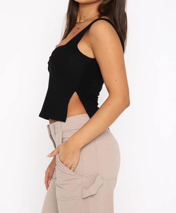 Jngrtsyjvip Fashion Women's Sleeveless Backless Going Out Crop Tank Top Sexy Pleated Sweetheart Neck Strappy Y2K Slits Cropped Tops