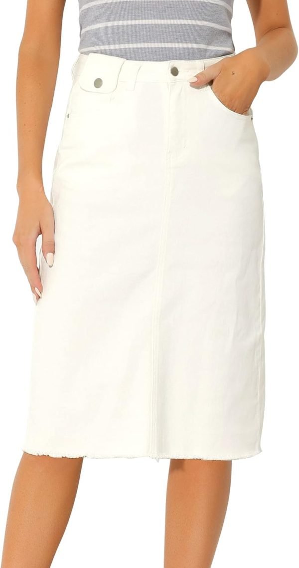 Jngrtsyjvip Fashion Women's Casual Jean Skirt High Waist Back Slit Stretch Denim Skirts