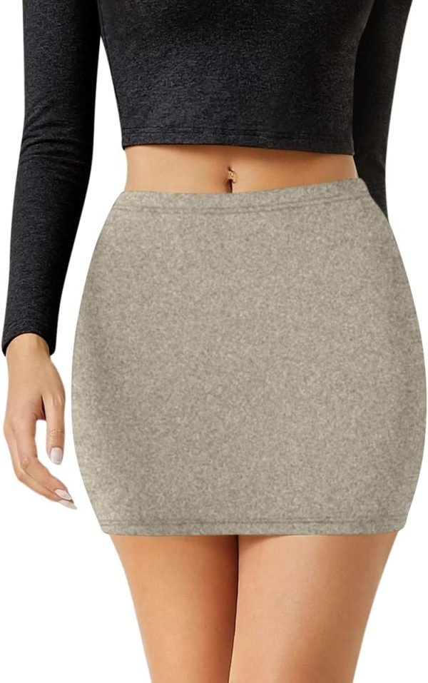 Jngrtsyjvip Fashion Womens Elastic Waist Mini Pencil Skirt - Cotton High Waist Above Knee Basic Bodycon Short Skirt Made in USA