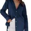 Jngrtsyjvip Fashion   Womens Button Down Shirts Dress Shirts Long Sleeve Blouses V Neck Solid Casual Tunics Tops with Pockets