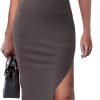 Jngrtsyjvip Fashion Midi Dress for Women Summer Bodycon Knit Dress Round Neck Sleeveless Side Slit Long Slim Elegant Wedding Guest Dress