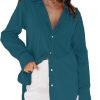 Jngrtsyjvip Fashion   Womens Button Down Shirts Dress Shirts Long Sleeve Blouses V Neck Solid Casual Tunics Tops with Pockets