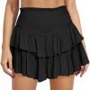 Jngrtsyjvip FashionWomen's Cute High Waist Ruffle Mini Skirt Layered Ruffle Hem Flared Flowy Casual Swing Beach Mini Short Skirt