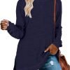 Jngrtsyjvip Fashion  Womens Casual Long Sleeve T Shirts Casual Blouses Trendy Tops Side Split Tunics