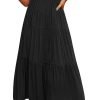 Jngrtsyjvip Fashion  Women's Flutter Sleeve Smocked Midi Dress V Neck Casual Tiered Dresses with Pockets