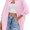 Jngrtsyjvip Fashion   Womens Oversized Button Down Shirts Casual Loose Long Sleeve Solid Lapel Long Blouses Tops with Pockets