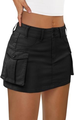 61R9kVDT3HL._AC_SL1500 Jngrtsyjvip Fashion Women Cargo Mini Skirt Denim Jean Dress with Pocket