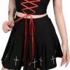 Jngrtsyjvip Fashion  Black Pleated Mini Skirt with Chain High Waisted Tennis Skirt