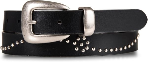 Jngrtsyjvip Fashion  Women's Western Style Fashion Leather Belt with Metal Buckle
