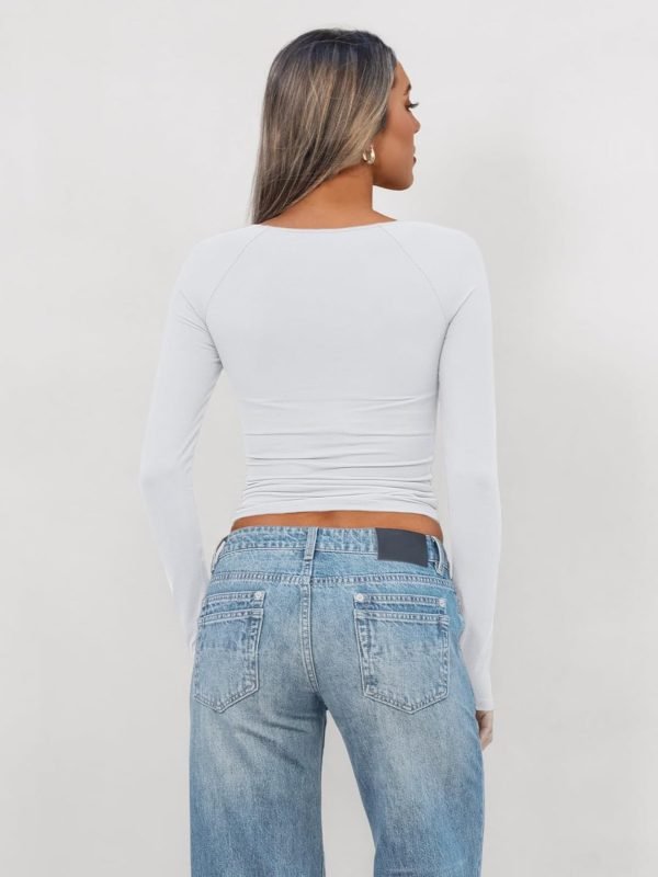 61W8qBHO1qL._AC_SL1500 Jngrtsyjvip Fashion Womens Twisted Knot Long Sleeve T Shirts V Neck Basic Tee Cute Slim Tight Going Out Y2k Crop Fall Fashion Tops