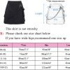 Jngrtsyjvip Fashion  Black Pleated Mini Skirt with Chain High Waisted Tennis Skirt