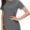 Jngrtsyjvip Fashion  Shirts Summer Women Casual Short Sleeve Tops T-Shirts Tees with Side Split