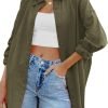 Jngrtsyjvip Fashion   Womens Oversized Button Down Shirts Casual Loose Long Sleeve Solid Lapel Long Blouses Tops with Pockets