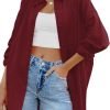 Jngrtsyjvip Fashion   Womens Oversized Button Down Shirts Casual Loose Long Sleeve Solid Lapel Long Blouses Tops with Pockets
