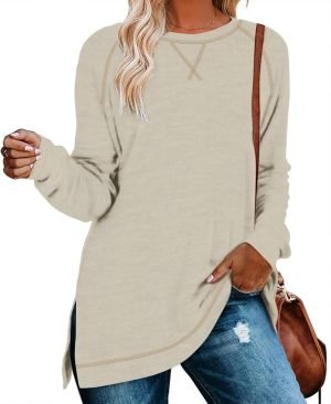 61YhBmIWbnL._AC_SL1500 Jngrtsyjvip Fashion Womens Casual Long Sleeve T Shirts Casual Blouses Trendy Tops Side Split Tunics